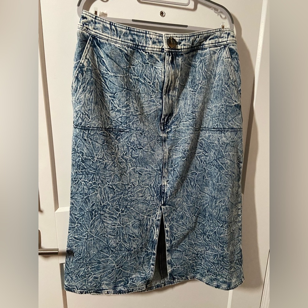 NWT Who What Wear Acid Wash High Waist Jean Skirt